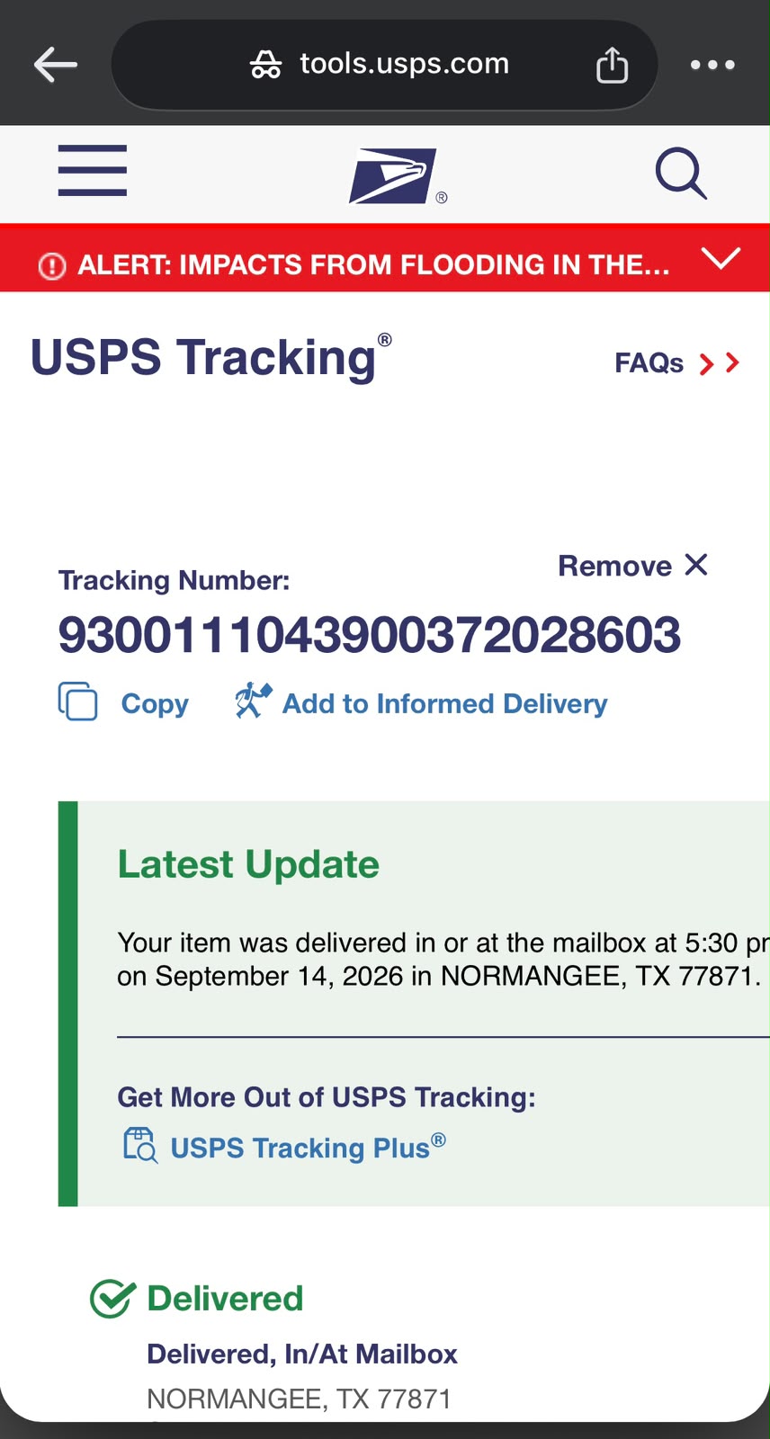 Express delivery confirmation