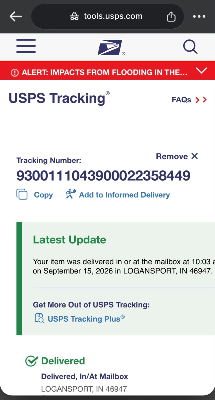 Shipment confirmation